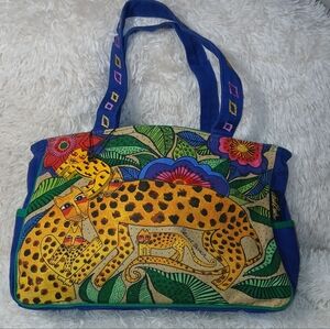 Laurel Burch Leopards of Shambala Canvas Tote Bag